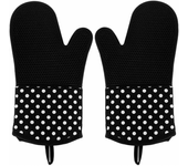 Negro, 1 par de guantes de cocina guantes de horno 300 °c guante de barbacoa, guantes de cocina de cono de silicona resistentes al calor para barbacoa