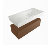 Mondiaz alan-dlux 100cm mueble de baño rust 1 cajón. con lavabo cloud derecho sin orificios color opalo