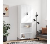Aparador alto | aparador de comedor | armario de cocina madera contrachapada blanco 69,5x34x180 cm cfw62462
