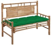 Banco de jardín con cojín bambú 120 cm