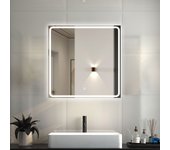 Aica led espejo de baño 80×80cm,luminosidad regulable,antivaho,luz blanca 6000k