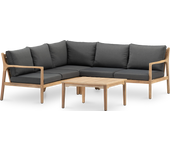 Conjunto de jardín esquinero madera clara y cuerda - borgoña