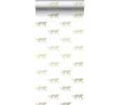 Papel pintado panteras blanco y oro - 0,53 x 10,05 m - origin wallcoverings