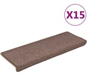 Alfombrillas de peldaños de escalera 15 piezas | alfombras de escalera | tapetes de escalera marrón 65x21x4 cm cfw64954