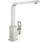 Grohe eurocube mezclador monomando de fregadero con caño giratorio, acero inoxidable cepillado (31255dc0)