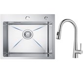 Cecipa max fregadero de inox fregadero de 1 seno 50 × 45 cm fregadero cepillado + grifo con ducha extraíble, 3 modos de salida de agua, cepillado