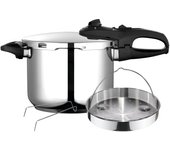 Olla a presión 6 litros, inducción, express super rápida, acero inoxidable 18/10, todas cocinas, fagor, plata, duo 6