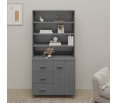 Aparador | aparador de comedor | armario de cocina hamar madera de pino maciza gris oscuro cfw65352