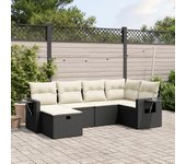 Conjunto de muebles de jardín vidaxl de 6 piezas con cojines negros de mimbre