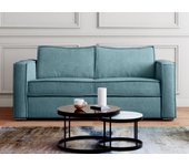 Sofá cama de 3 plazas con apertura italiana de pana azul turquesa - cama de 140 cm - colchón de 18 cm loreto
