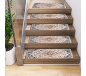 Paquete de 5 alfombrillas antideslizantes para escaleras, alfombras, peldaños de escalera, alfombrillas para escaleras con borde, 76 x 20 cm