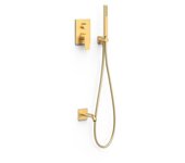 Tres 21128007om project-tres kit de grifo monomando empotrado de 2 vías rapid-box para bañera y ducha color oro mate 24k