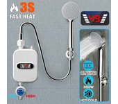 Grifo calentador de agua instantáneo de 220 v 3500 w con pantalla digital enchufe europeo para baño ducha caliente para casa de campo hotel y chalet