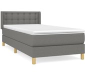 Cama con somier tapizado y colchón de tela gris oscuro 90x190 cm