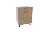Karo haaus armario bajo, 3 cajones, madera natural/blanco, 60 x 50 x 80 cm