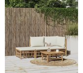 Maison exclusive - set de muebles de jardín 3 piezas bambú y cojines blanco crema