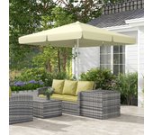 Sombrilla de 2,5 x 2,5 m, regulable en altura, para balcón, terraza, playa y con estructura de aluminio en color beige.