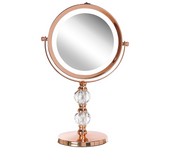 Beliani espejo de maquillaje led claira rosa dorado