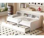 Banco cama individual - sofá cama de 90x200 cm con 2 cajones - blanco