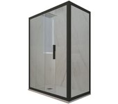 Mampara de ducha corredera 70x160 cm de pvc negro mate h 200 vidrio transparente mod. deco duo