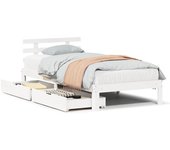 Estructura cama con cajones madera maciza pino blanco 90x200 cm