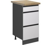 Vicco mueble bajo de cocina r-line, blanco, 40 cm con cajones, et roble