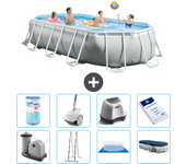 Paquete de piscina - intex - oval - 503x274x122 cm + accesorios a2589