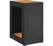 Mesa auxiliar jardín tapa madera ratán pe negro 60x40x75 cm