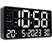 Reloj pared o mesa digital pantalla lcd fecha hora temporizador led display de hora minutos y temperatura, alarma (led blanco)