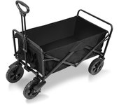 Carro de jardín plegable con 4 ruedas carga de transporte 100kg carro de playa plegable carro de transporte manual negro