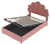 Cama tapizada infantil, 90 x 200 cm, con cabecera floral y somier
