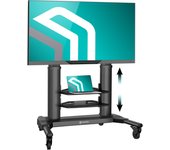 Onkron aluminiosoporte tv con ruedas 40-80, pie de tv universal hasta 55 kg - carro de ruedas vesa 700x400, ajustable ts2771-b negro
