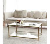 Mesa de café diphda, mesa de centro baja, revistero para sofá, estante de la sala de estar, 90x60h40 cm, oro