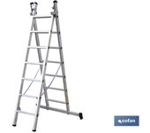 Escalera aluminio doble 11 peldaños 3,00 + 3,00 m