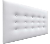 Dhome cabecero de polipiel con 3 hileras de botones cabezal tapizado cama lujo (blanco, 105cm)