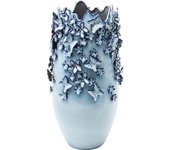 Jarrón azul floral con mariposas 50cm