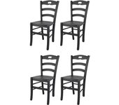 Tommychairs - set 4 sillas cocina savoie en madera de haya color anilina negra y asiento en madera
