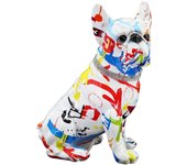 Origen home decor perro bulldog animales figura de perro blanco - 28x25x15cm
