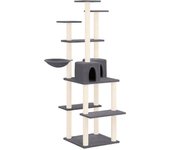 Rascador para gatos con postes de sisal gris oscuro 167 cm