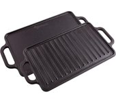 Plancha cocina hierro fundido curado inducción parrilla reversible 33x21cm para fuego barbacoa, victoria, negro, 36058
