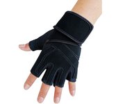 Guantes protectores para gimnasio: guantes transpirables de medio dedo para levantamiento de pesas xl