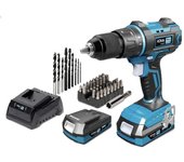 Kit taladro percutor/atornillador 20v con 2 baterias 2.0a y cargador 22,5x20,3cm pro series battery koma tools