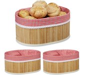 3 paneras de bambú, con funda, 16,5 x 33,5 x 23,5 cm, cestitas almacenaje, para mesa de desayuno, natural