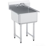 Succebuy fregadero de preparación y utilidad de acero inoxidable, fregadero independiente de 1 compartimento con grifo y patas, fregaderos de tazón