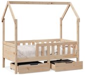 Cama individual | estructura de cama infantil con cajones madera de pino 80x160cm cfw75140