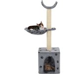 Rascador para gatos con poste de sisal 105 cm huellas gris