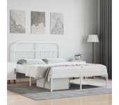 Estructura de cama de metal con cabecero blanco 135x190 cm