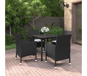 Set comedor de jardín 5 piezas，conjunto de comedor de exterior，conjunto de jardín y cojines ratán sintético y vidrio cfw969301