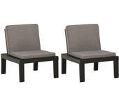 2 piezas sillas de jardín | silla de exterior | sillon jardín con cojines plástico gris cfw600730