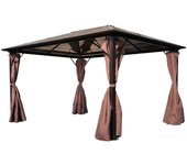 Cenador con cortina marrón aluminio 400 x 300 cm